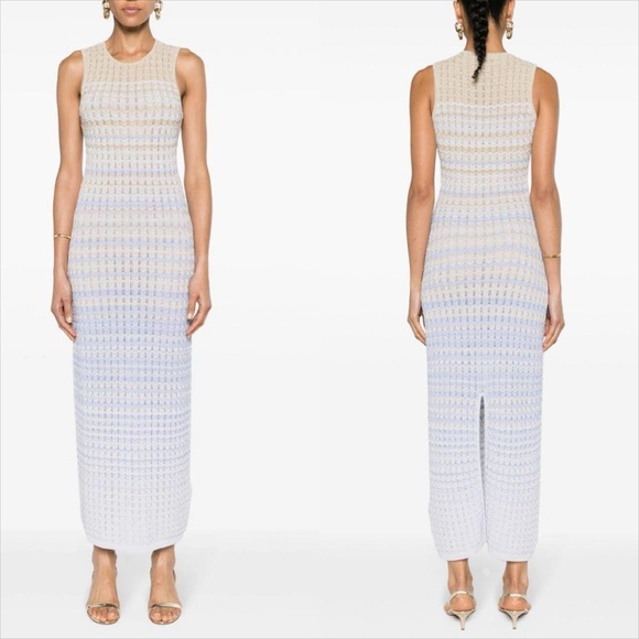 VIRAL Sandro zade ombre mettalic zigzag pointelle knit midi dress FINAL PRICE - Picture 7 of 16